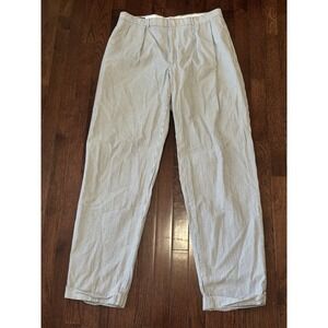 VTG Polo Ralph Lauren Seersucker Pants 36x32 Blue White Pleated Cuffed